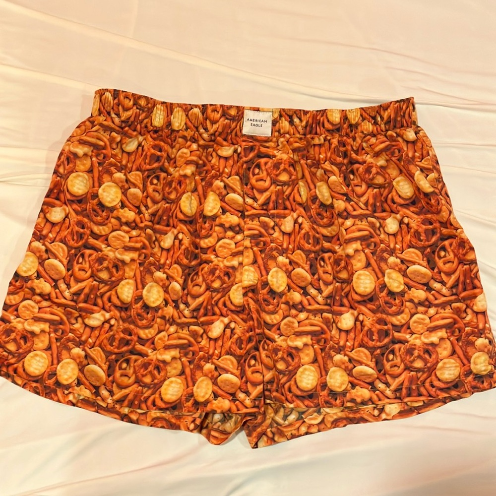 American Eagle Outfitters Brown Boxers with Pretzels Pattern